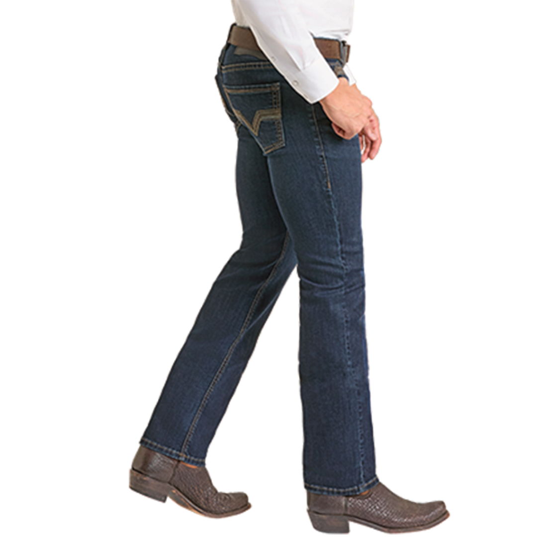 Rock & Roll Denim Men's Embroidery Skinny Straight Jeans
