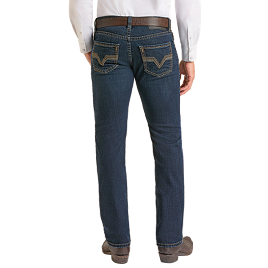 Rock & Roll Denim Men's Embroidery Skinny Straight Jeans