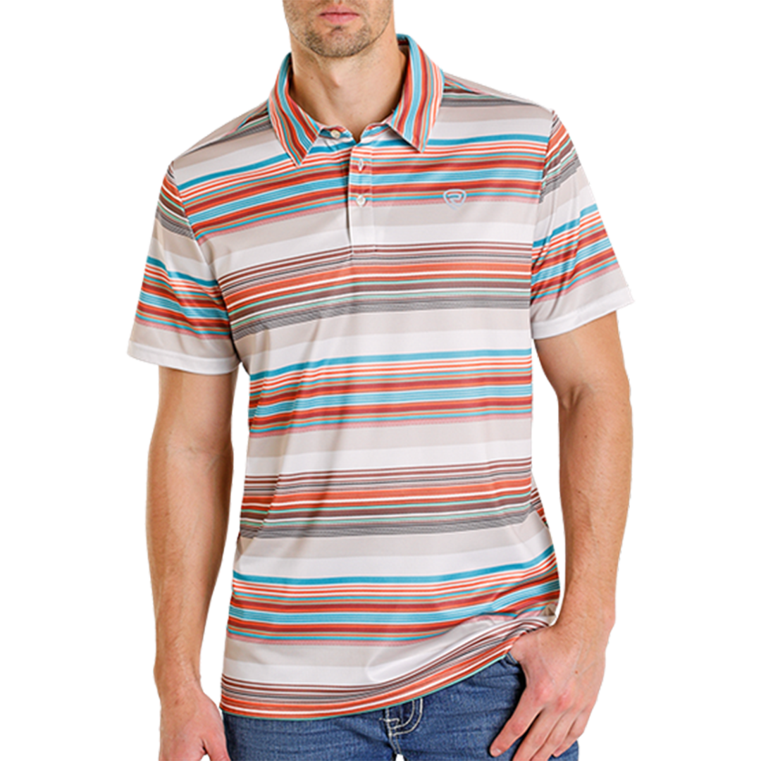 Rock & Roll Denim Men's Serape Stripe Printed Polo