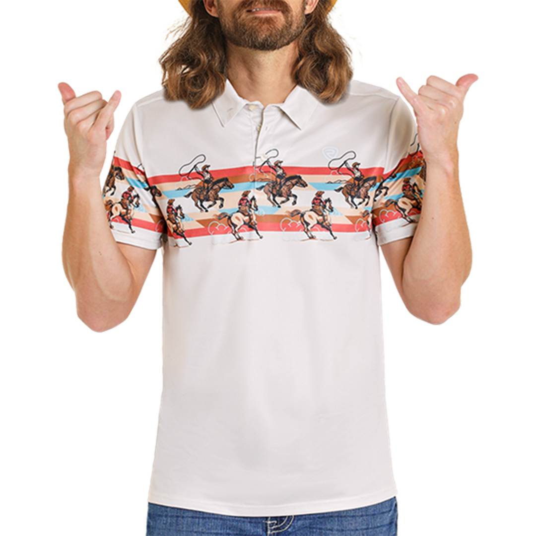 Rock & Roll Denim Men's Border Printed Polo