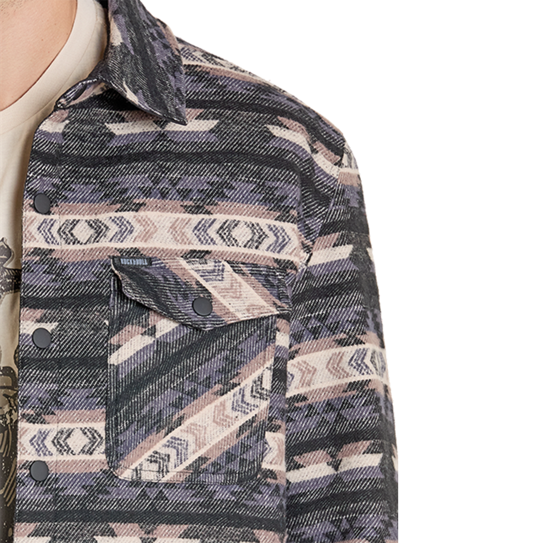 Chemisette-veste Rock & Roll Denim pour homme à chevrons aztèques