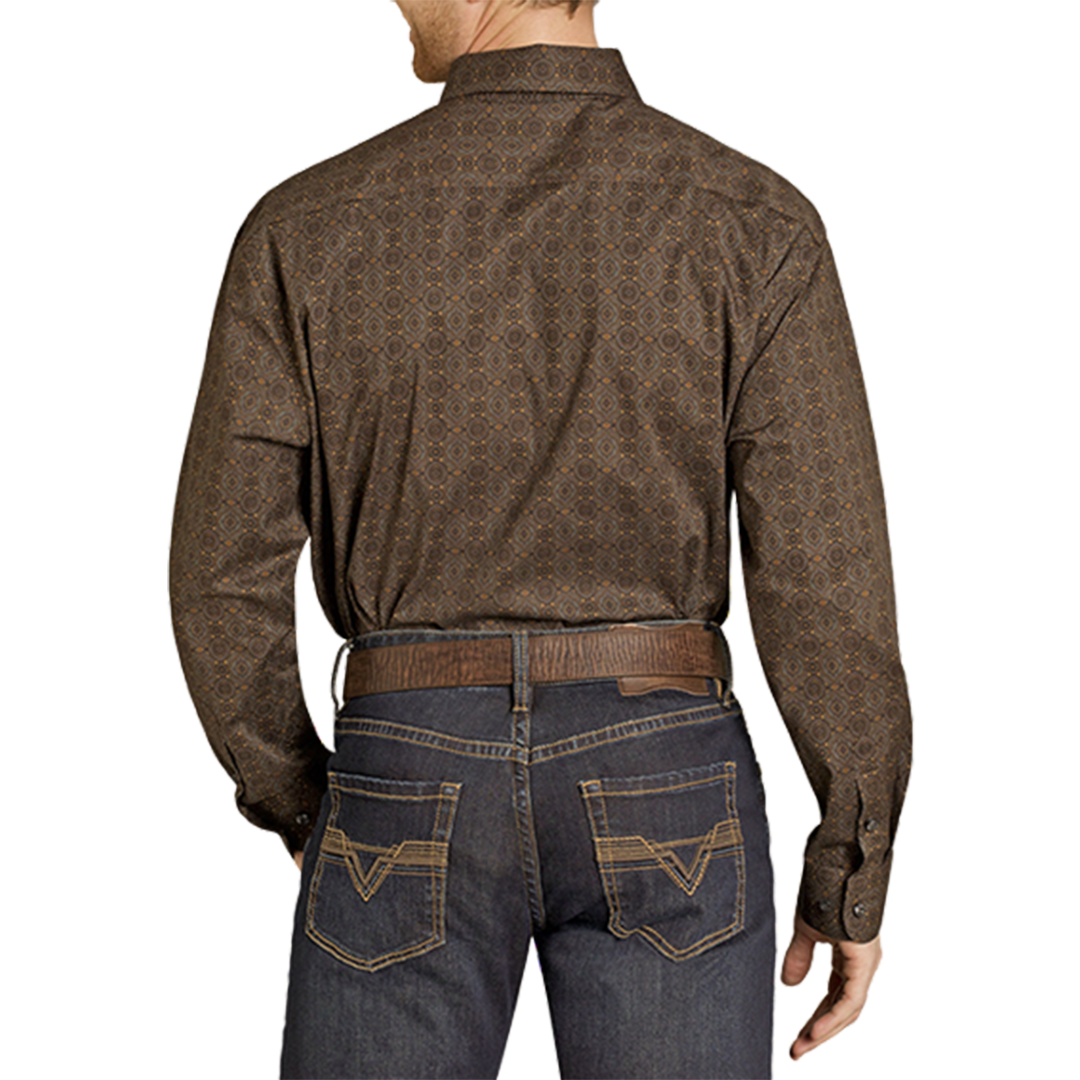 Rock & Roll Denim Men's Medallion Print Long Sleeve Button Shirt