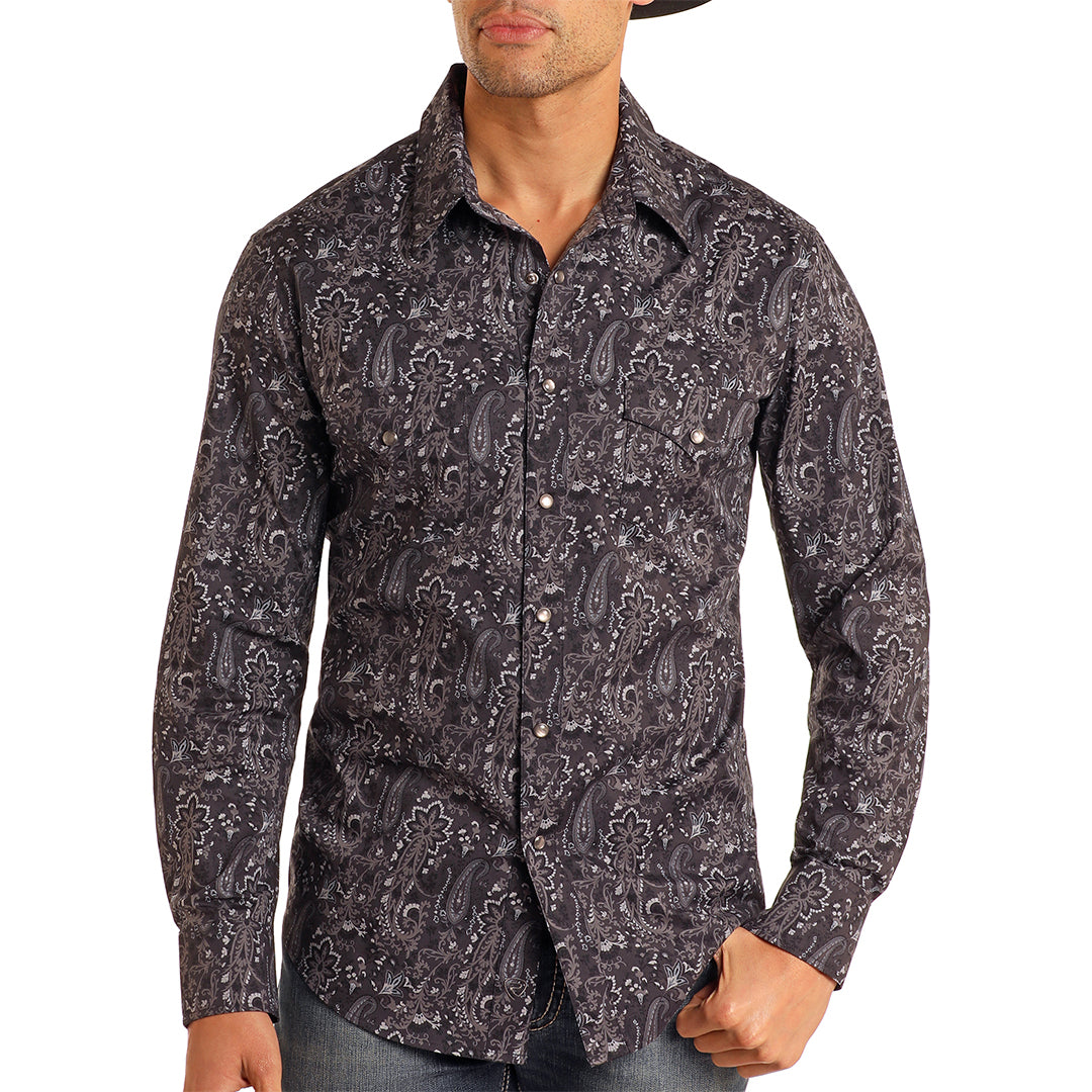 Chemise à manches longues boutonnée Rock & Roll Denim Paisley