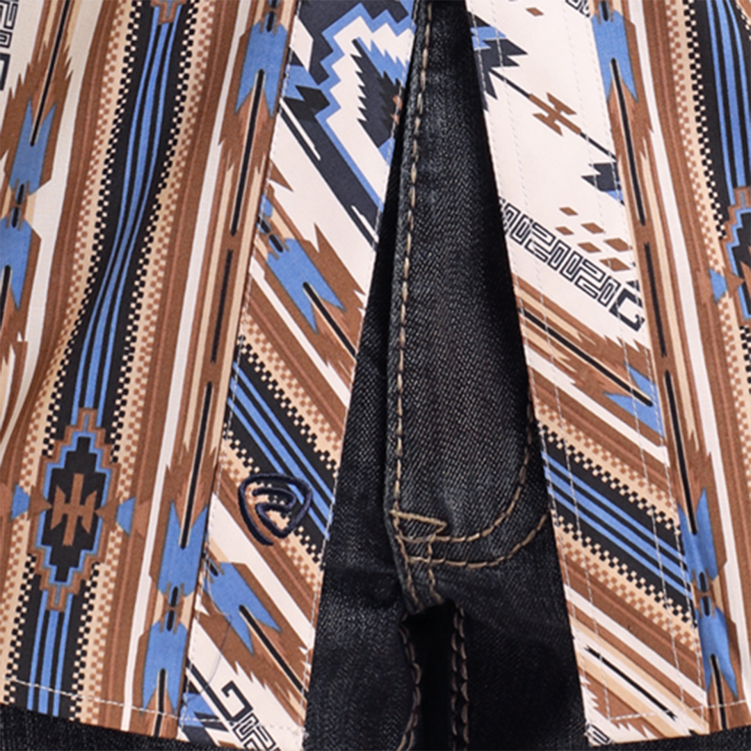 Rock & Roll Denim Men's Southwest Striped Long Sleeve Snap Shirt