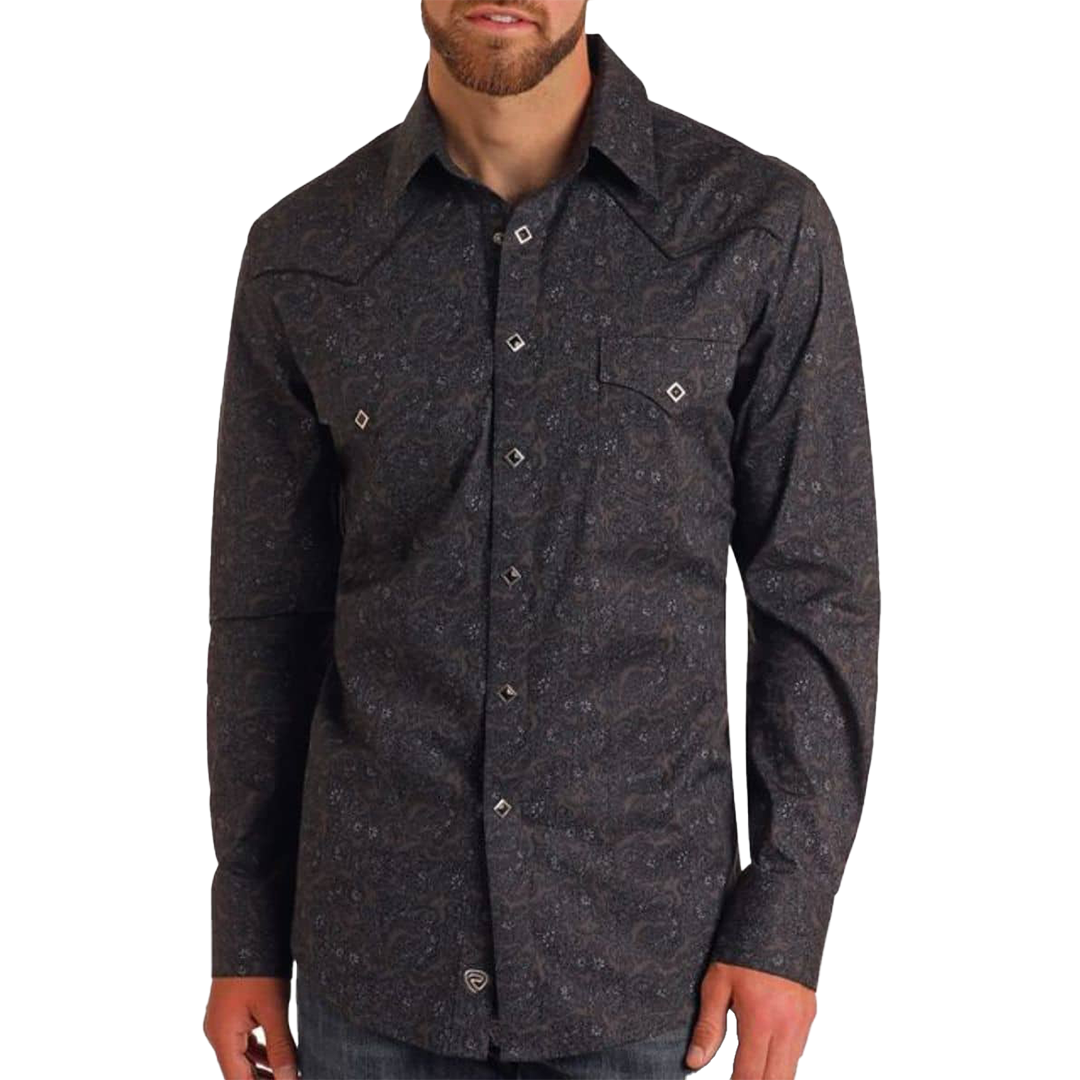 Rock & Roll Denim Men's Paisley Long Sleeve Snap Shirt