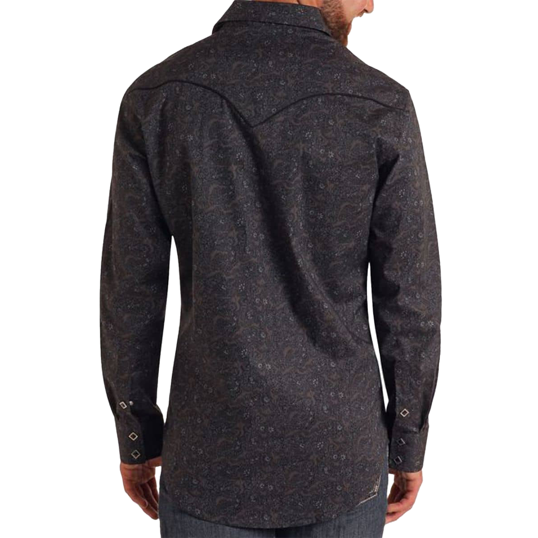 Rock & Roll Denim Men's Paisley Long Sleeve Snap Shirt