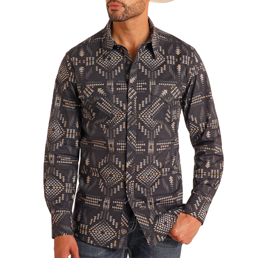 Rock & Roll Denim Men's Aztec Long Sleeve Snap Shirt