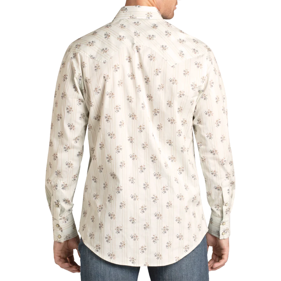 Rock & Roll Denim Men's Floral Print Long Sleeve Snap Shirt