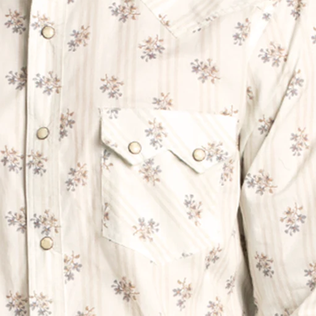 Rock & Roll Denim Men's Floral Print Long Sleeve Snap Shirt