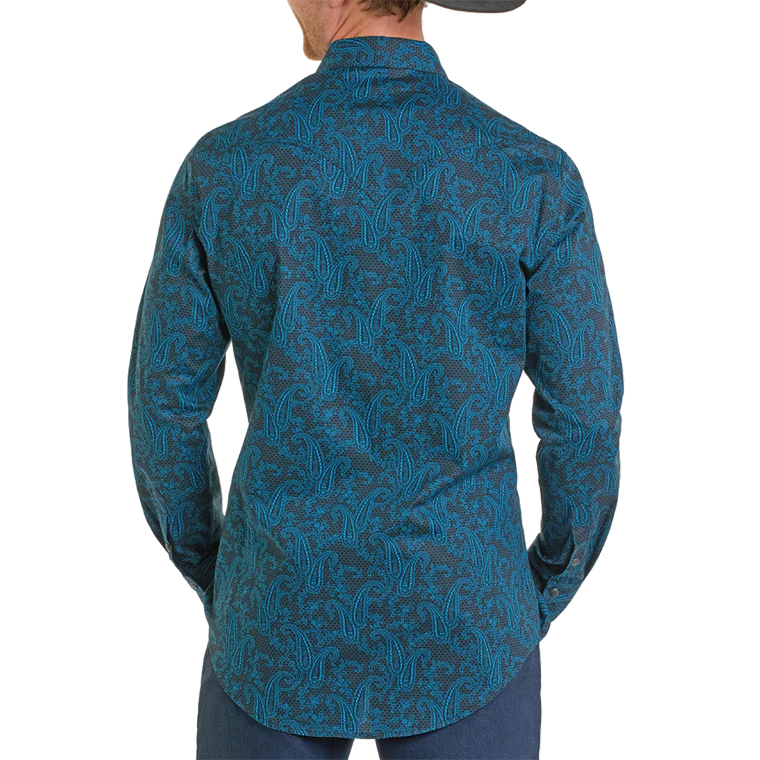 Rock & Roll Denim Men's Paisley Long Sleeve Snap Shirt