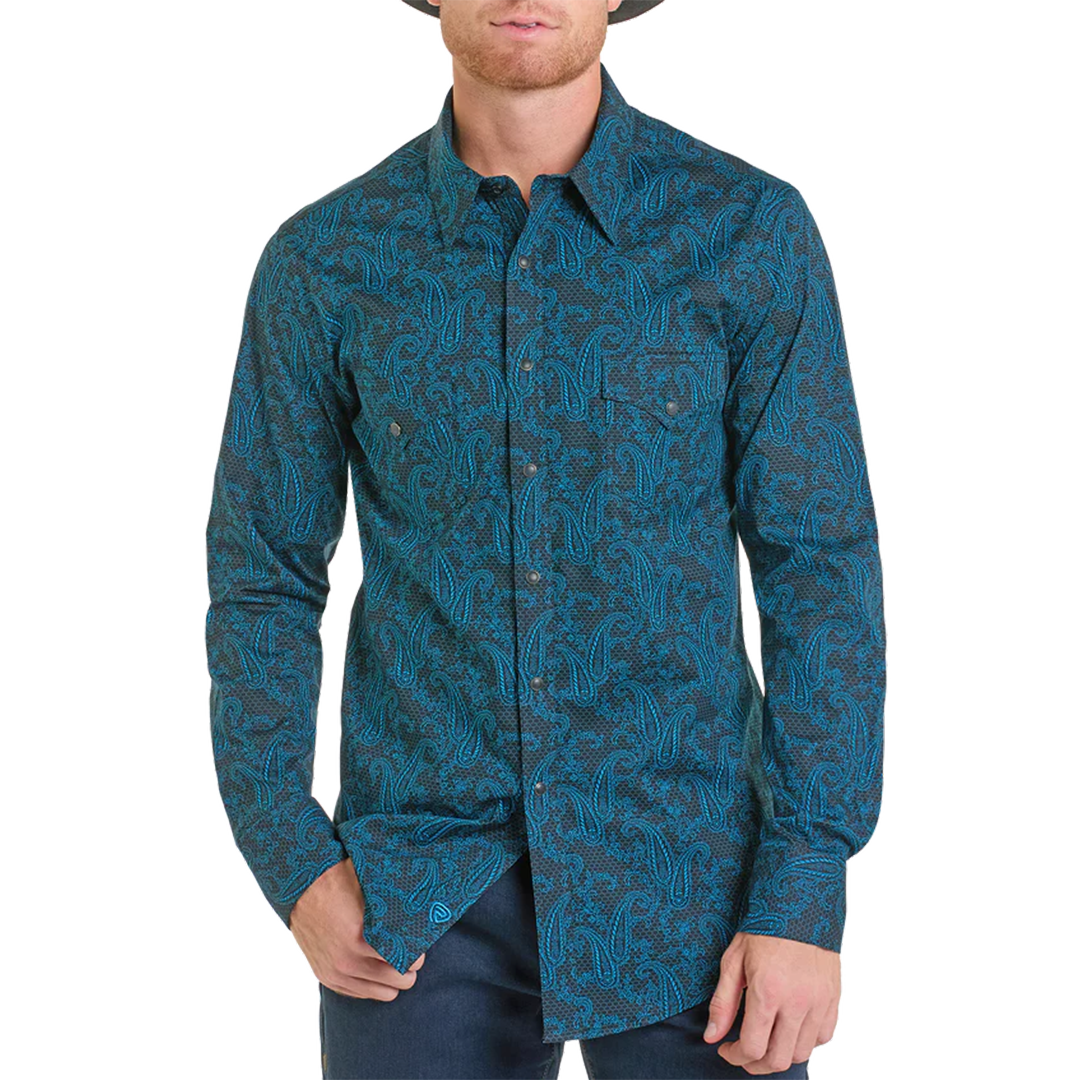 Rock & Roll Denim Men's Paisley Long Sleeve Snap Shirt