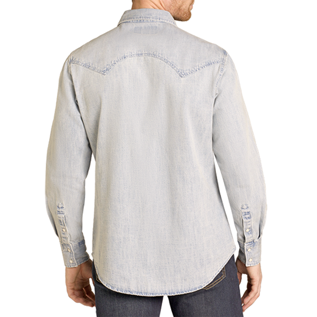 Rock & Roll Denim Men's Longhorn Embroidery Long Sleeve Snap Shirt