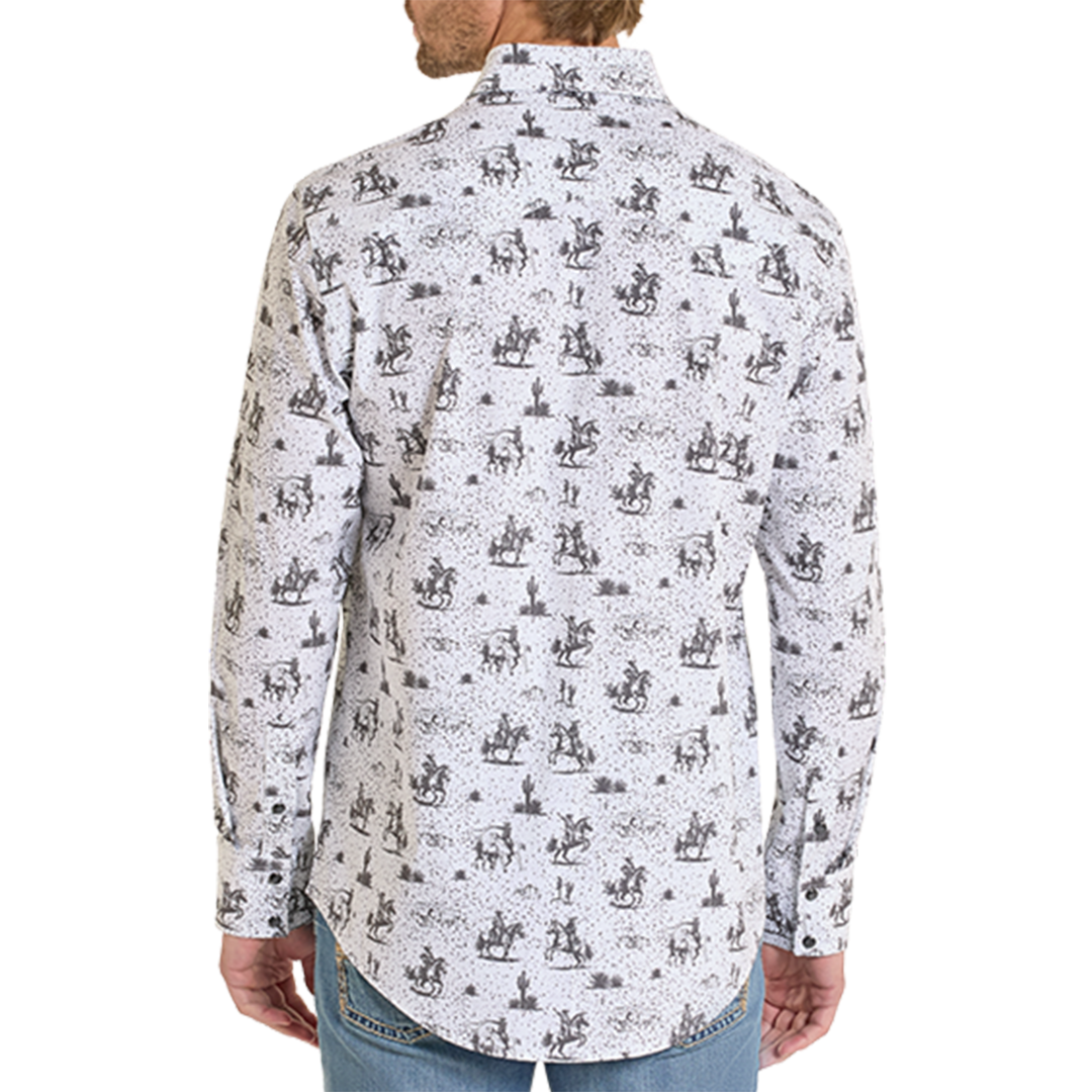 Chemise à manches longues à boutons-pression avec imprimé fantaisie Rock & Roll Denim pour homme