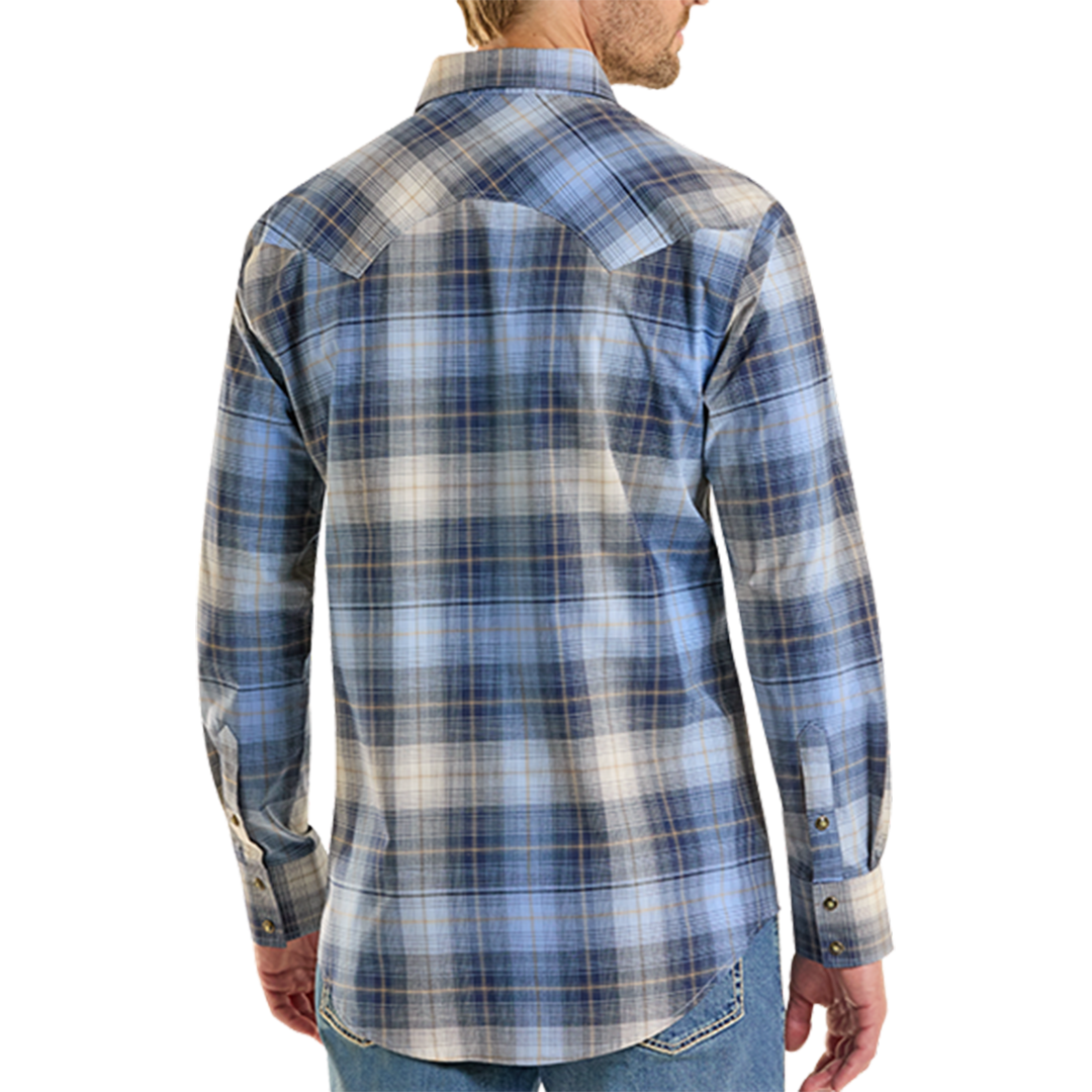 Rock & Roll Denim Men's Plaid Print Long Sleeve Snap Shirt