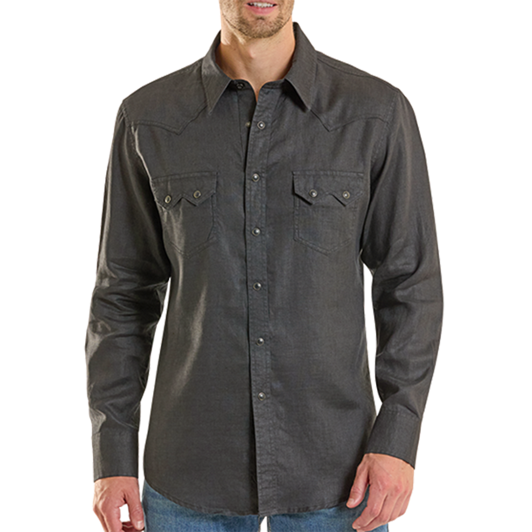 Chemise à manches longues à boutons-pression avec imprimé fantaisie Rock & Roll Denim pour homme