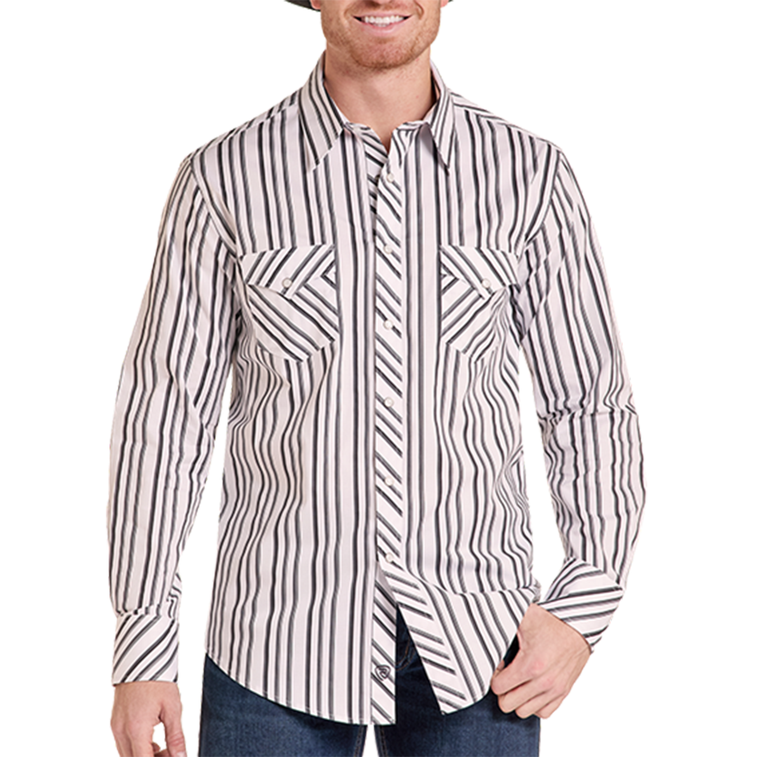 Chemise à manches longues à boutons-pression avec imprimé fantaisie Rock & Roll Denim pour homme