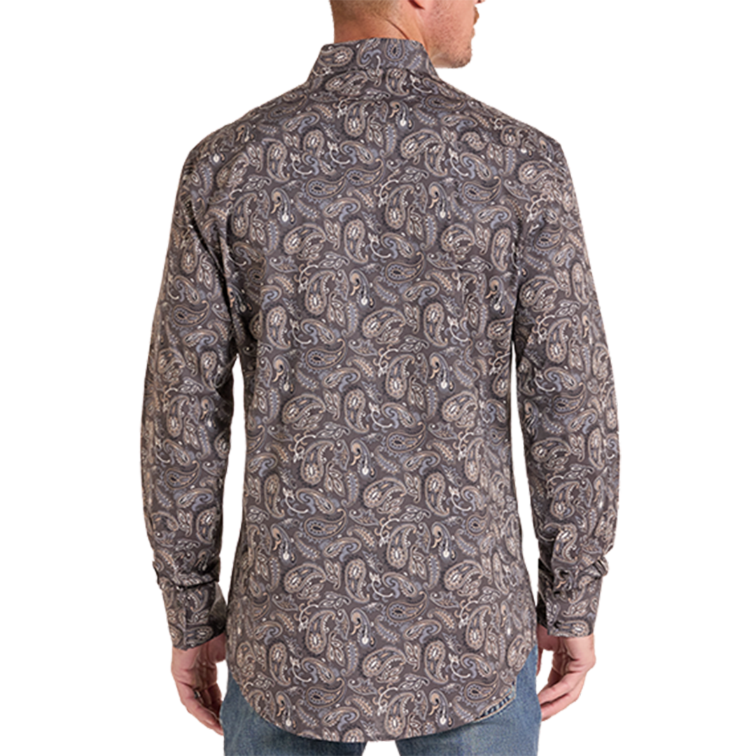 Chemise à manches longues à boutons-pression avec imprimé fantaisie Rock & Roll Denim pour homme