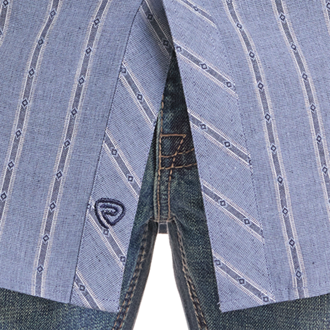 Chemise à manches longues à boutons-pression avec imprimé fantaisie Rock & Roll Denim pour homme