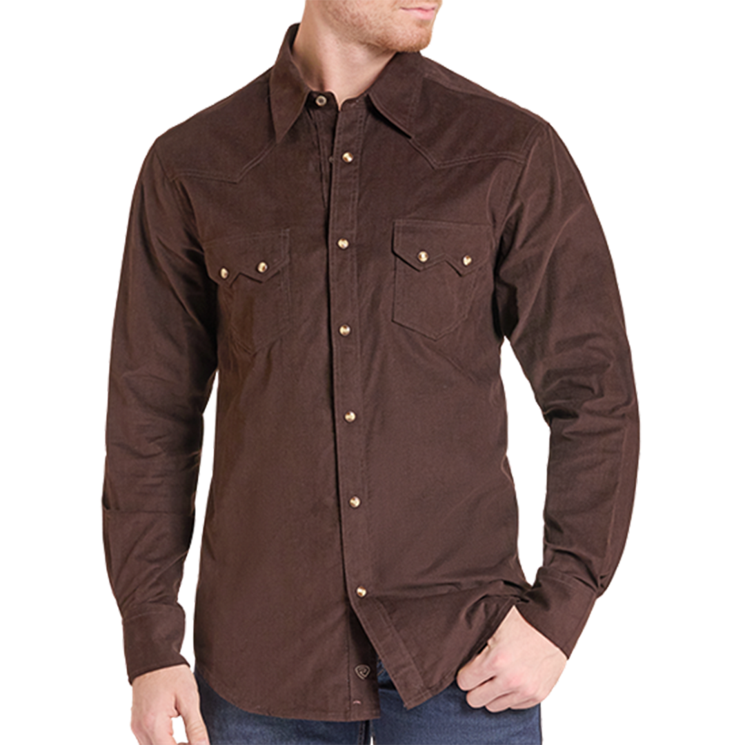 Chemise à manches longues à boutons-pression avec imprimé fantaisie Rock & Roll Denim pour homme