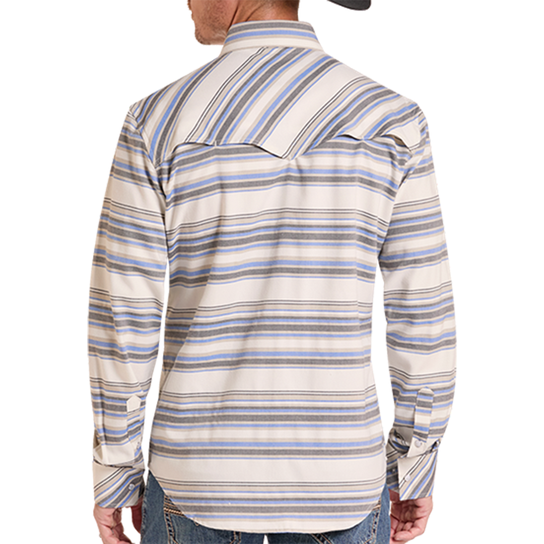 Chemise à manches longues à boutons-pression avec imprimé fantaisie Rock & Roll Denim pour homme