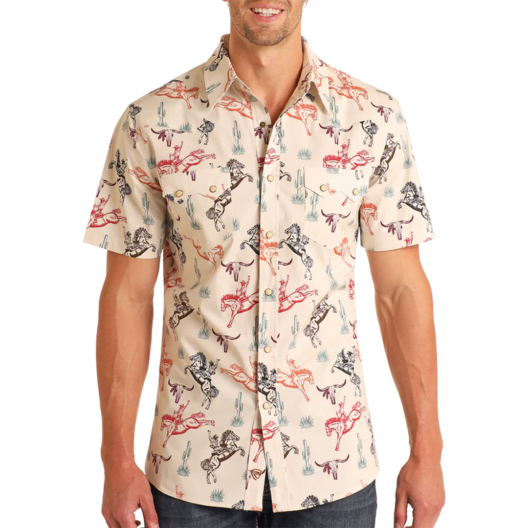 Rock & Roll Denim Men's Buckin' Bronc Short Sleeve Snap Shirt