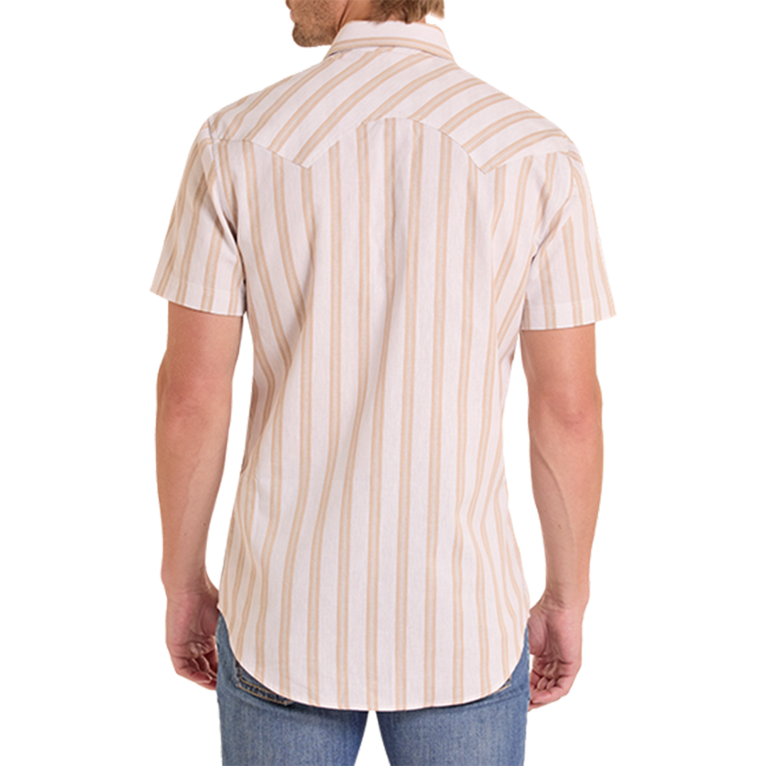 Rock & Roll Denim Men's Stripe Print Short Sleeve Snap Shirt