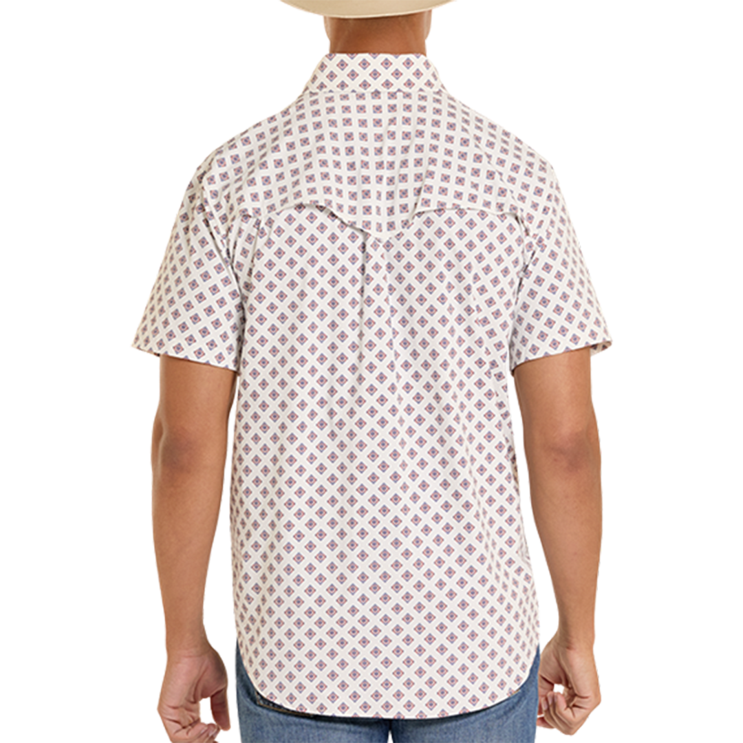 Chemise à pression à manches courtes avec médaillon pour homme Rock & Roll Denim