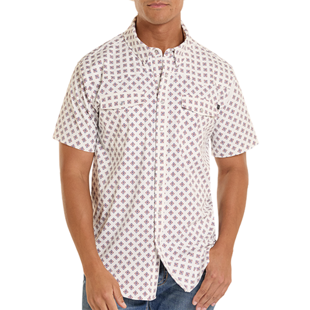 Chemise à pression à manches courtes avec médaillon pour homme Rock & Roll Denim