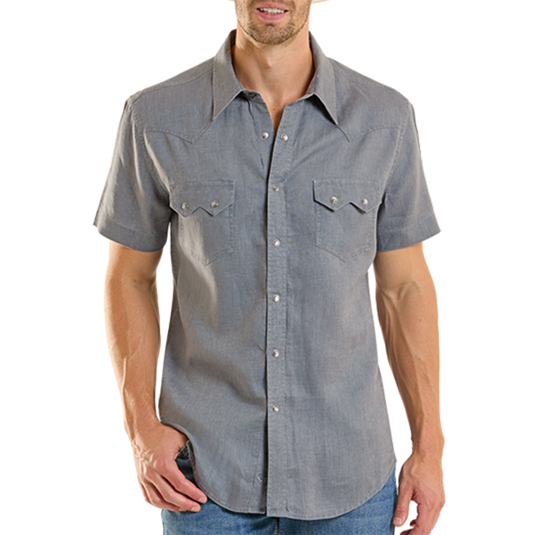 Rock & Roll Denim Men's Linen Blend Short Sleeve Snap Shirt