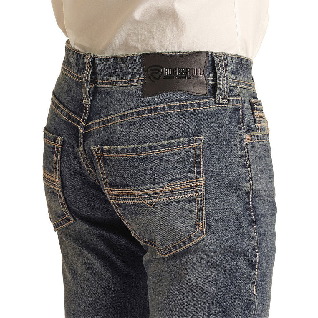 Rock & Roll Denim Men's Vintage Pistol Regular Tapered Stretch Stackable Bootcut Jeans