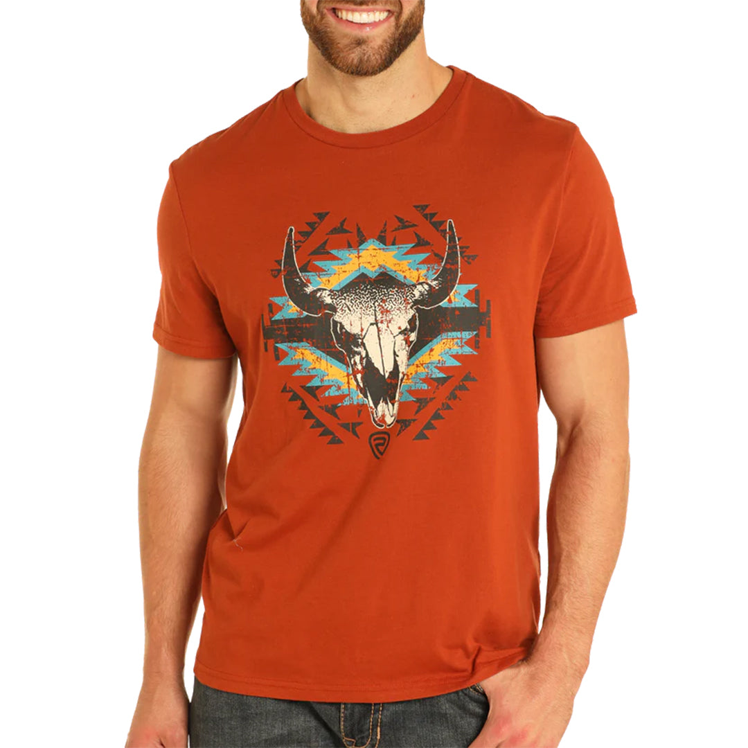 T-shirt graphique Rock & Roll Denim Dale Brisby tête de mort aztèque pour homme