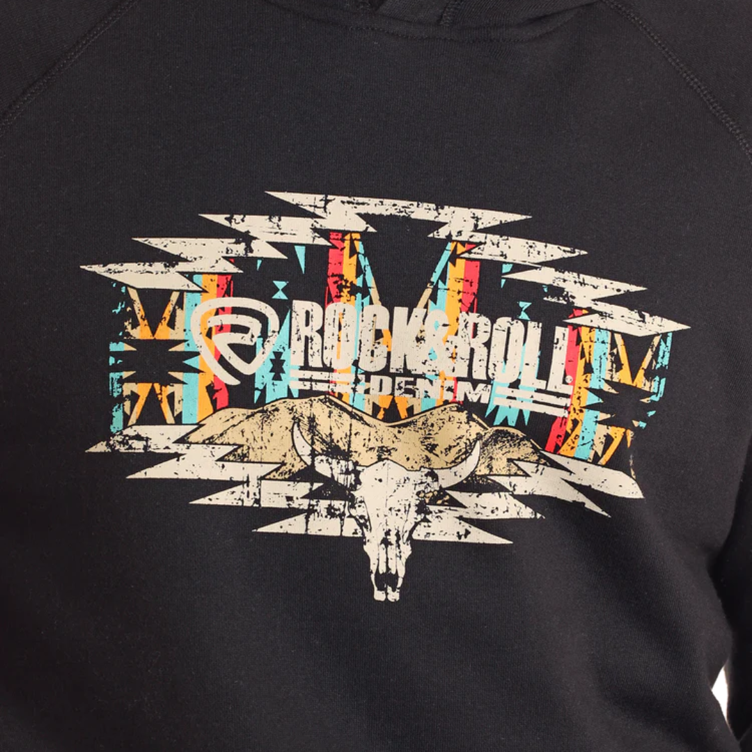 Rock & Roll Denim Unisex Aztec Skull Graphic Hoodie