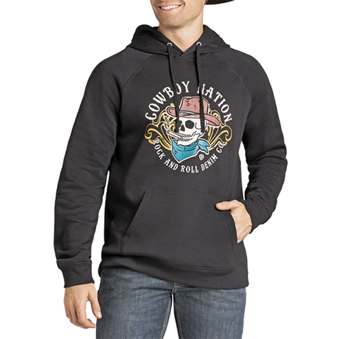 Rock & Roll Denim Unisex Skull Graphic Hoodie