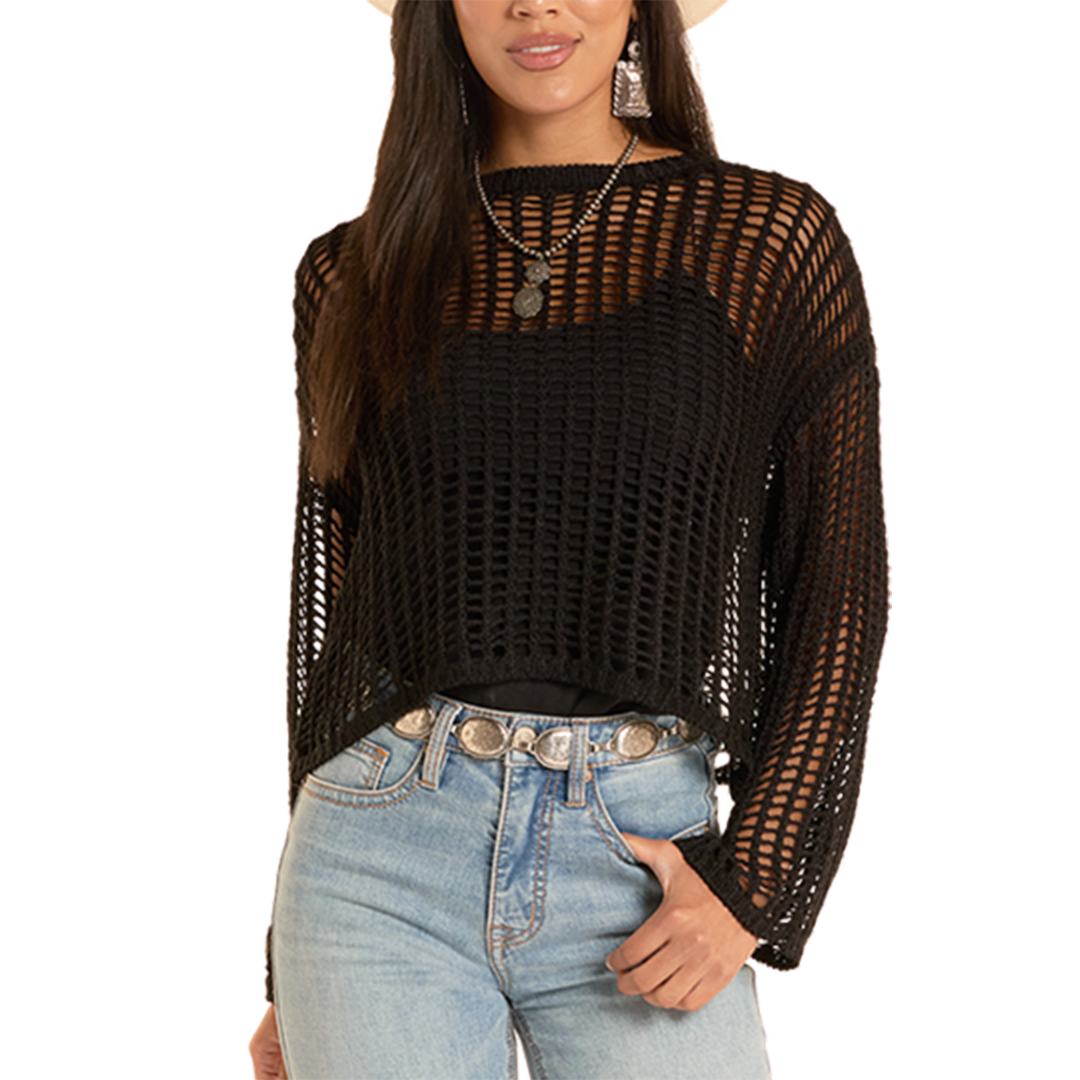 Rock & Roll Denim Women's Open Knit Sweater