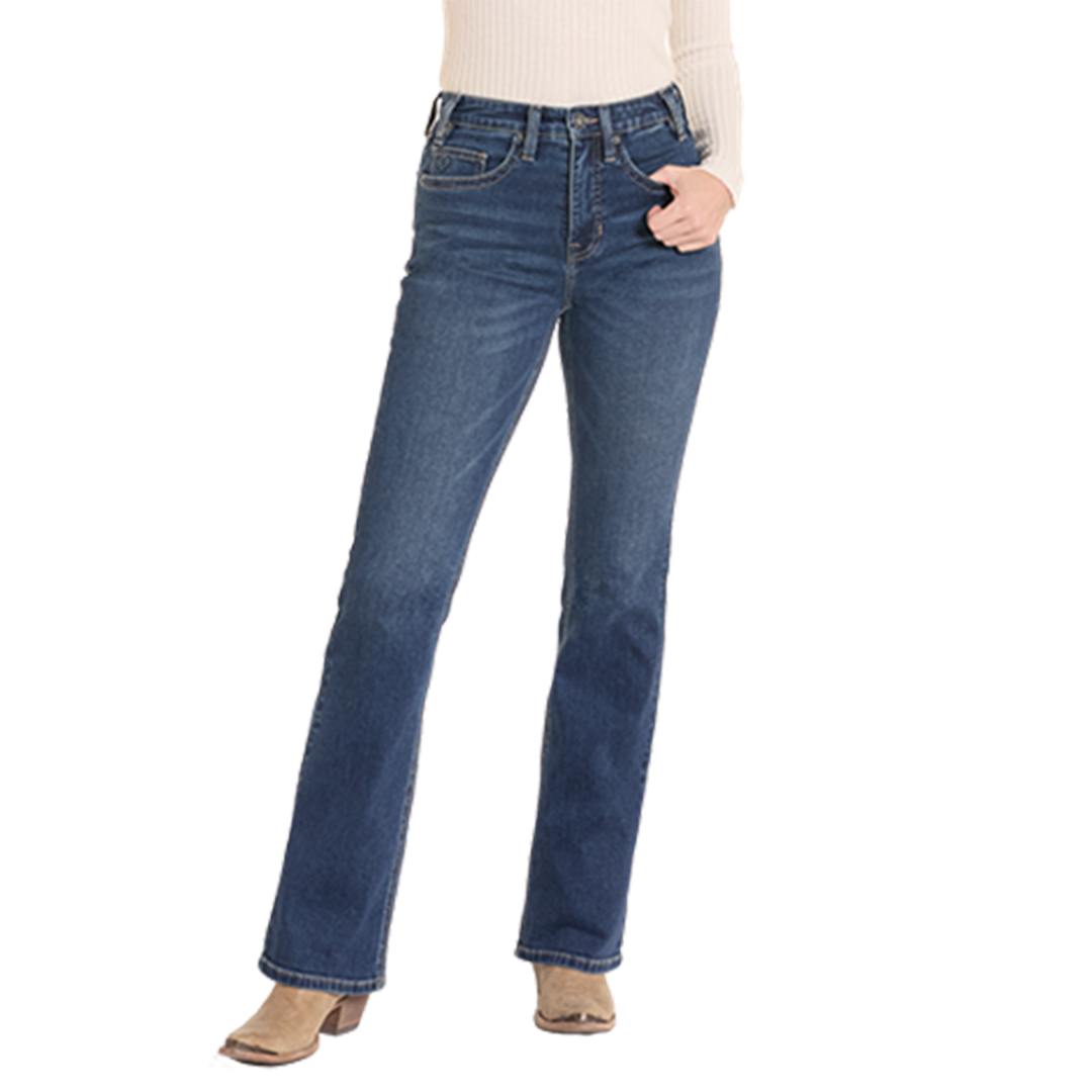 Rock & Roll Denim Women's Pleather Embroidery Bootcut Jeans