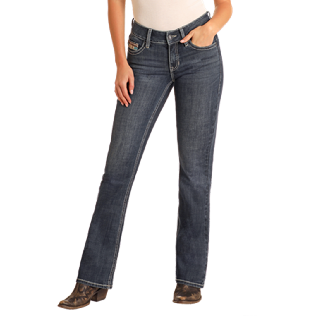 Rock & Roll Denim Women's Cowhide Embroidery Jeans