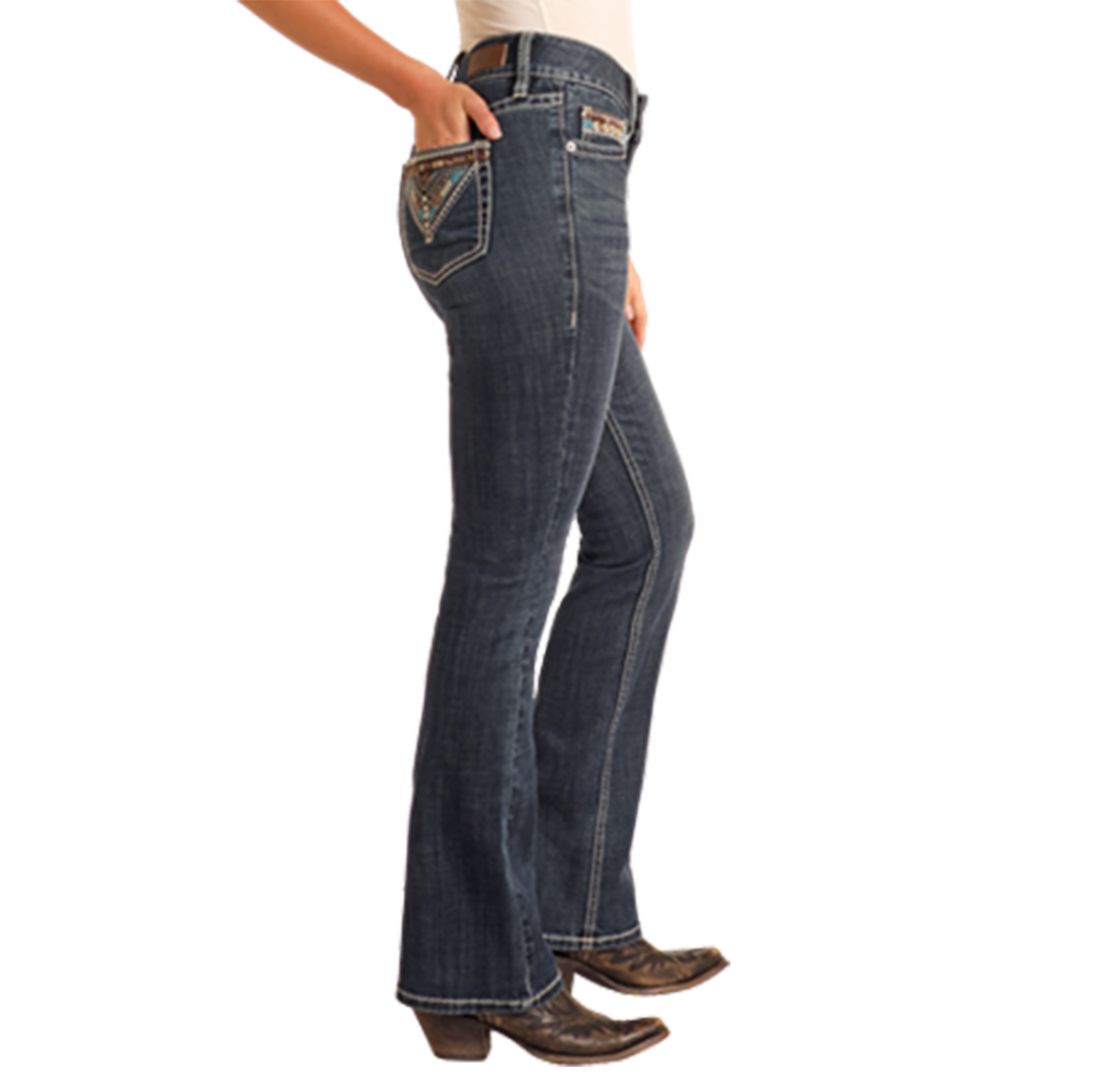 Rock & Roll Denim Women's Cowhide Embroidery Jeans
