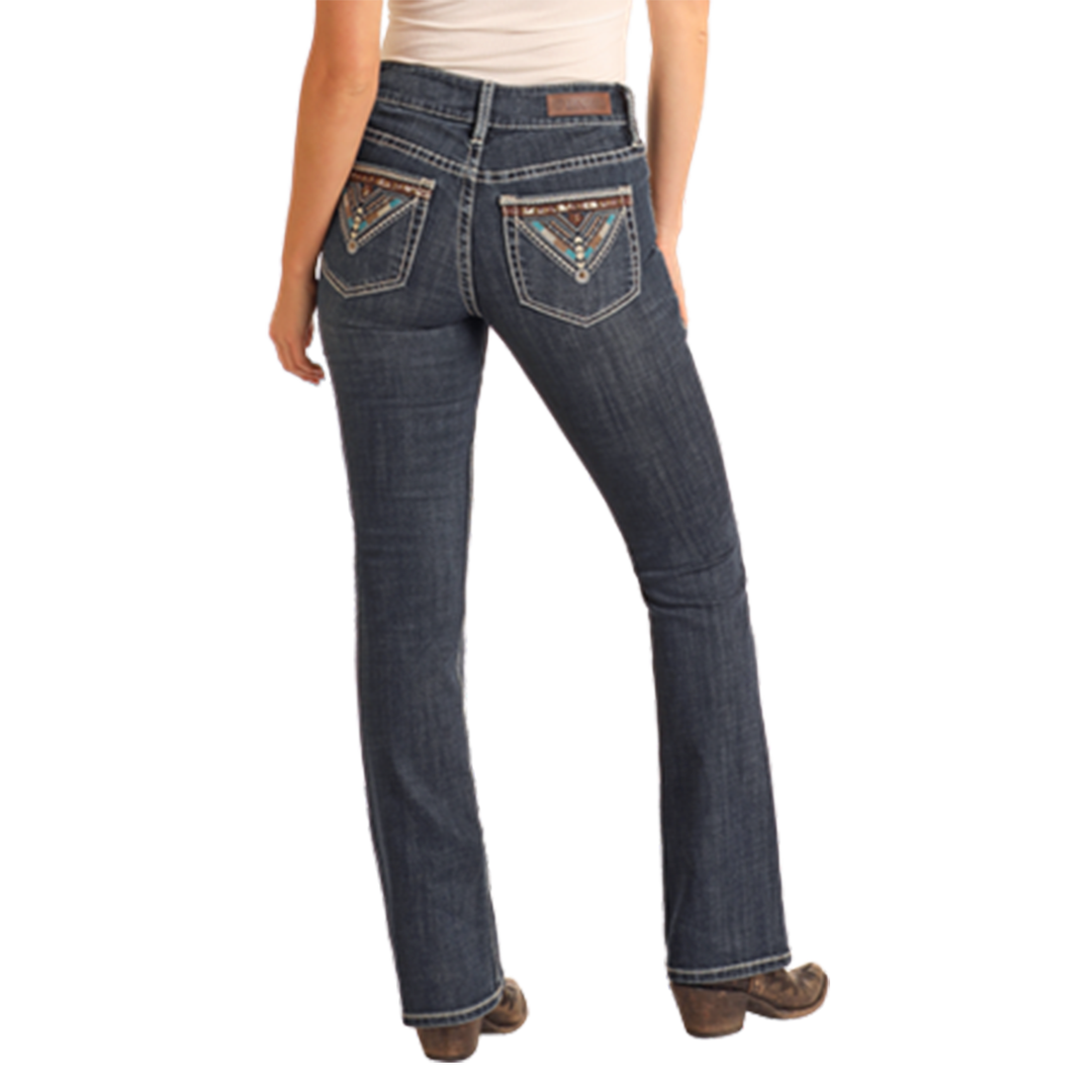 Rock & Roll Denim Women's Cowhide Embroidery Jeans