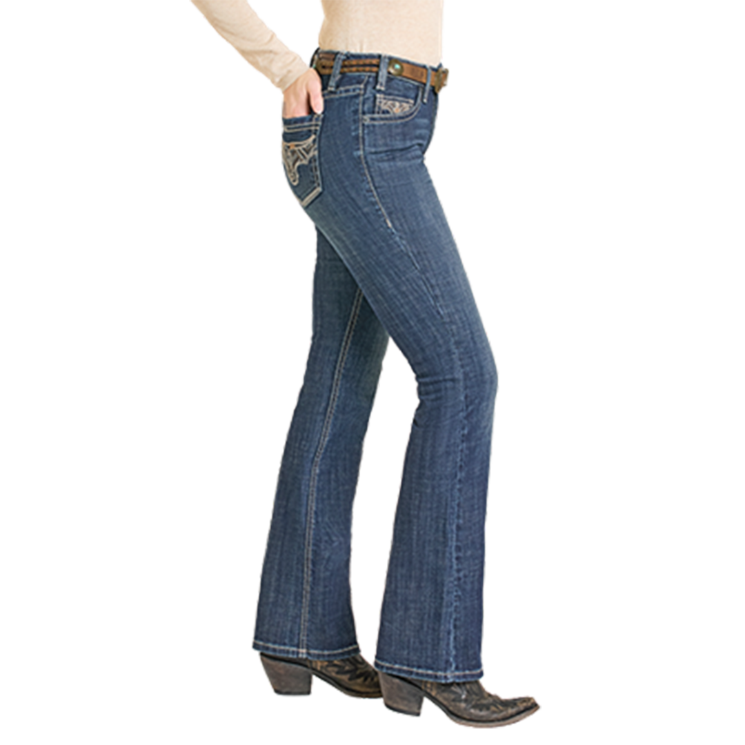 Rock & Roll Denim Women's Steer Embroidery Bootcut Jeans