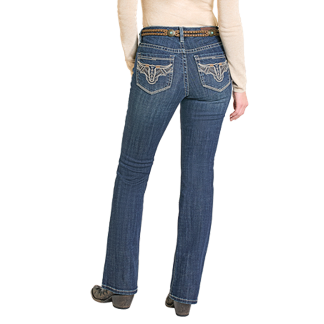 Rock & Roll Denim Women's Steer Embroidery Bootcut Jeans