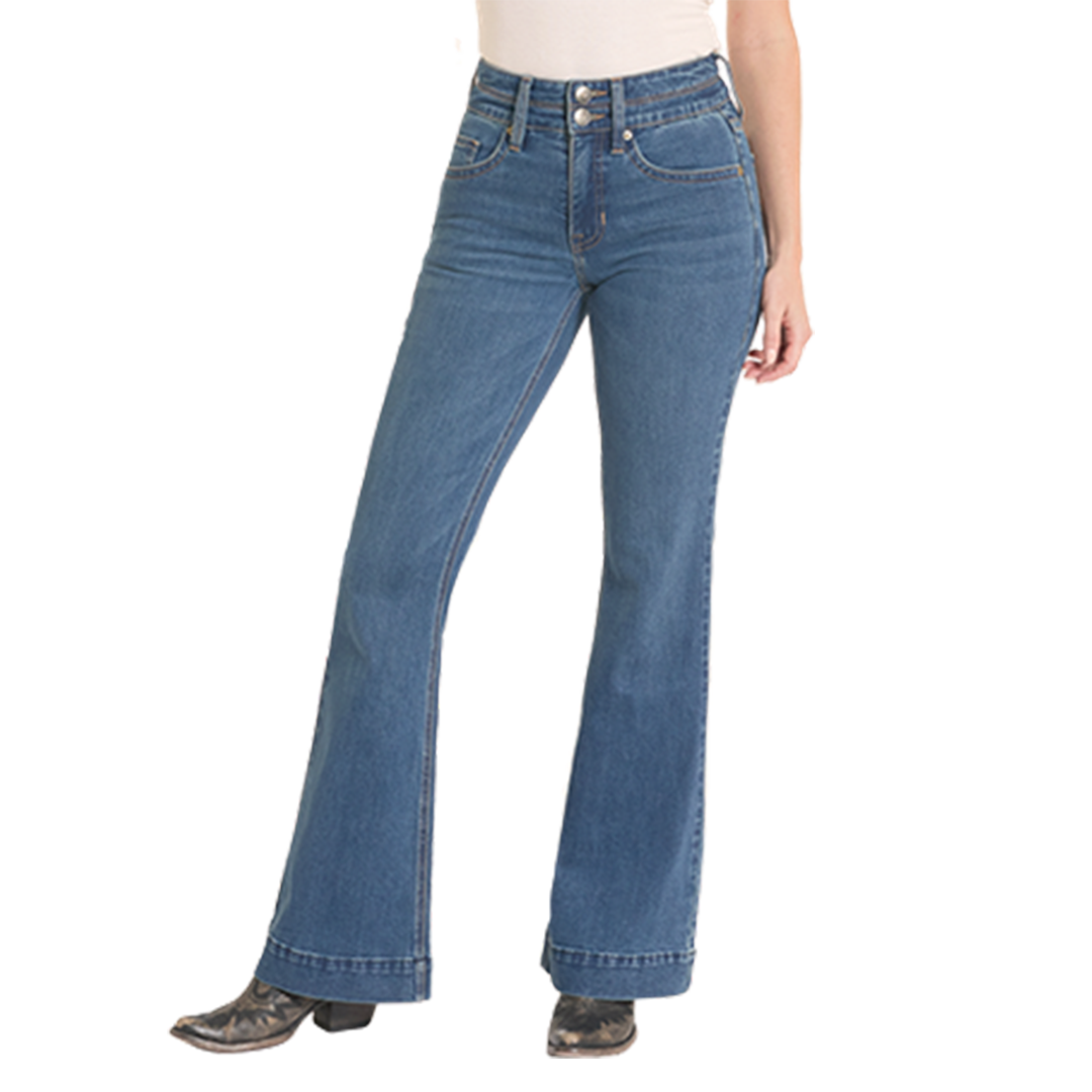 Rock & Roll Denim Women's High Rise Classic Pocket Trousers Jeans