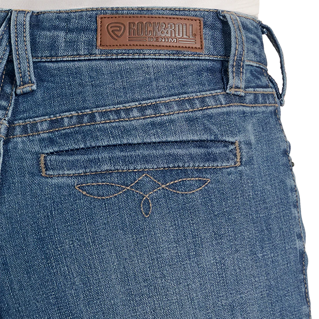 Rock & Roll Denim Women's Mid Rise Boot Stitch Welt Pocket Denim Trousers