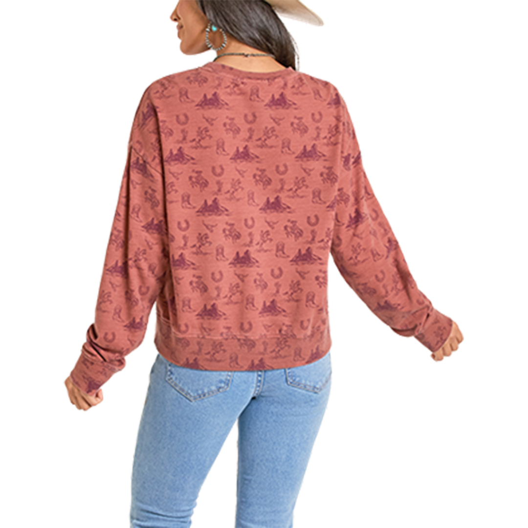Pull Aztec doublé sherpa Rock & Roll Denim pour femme