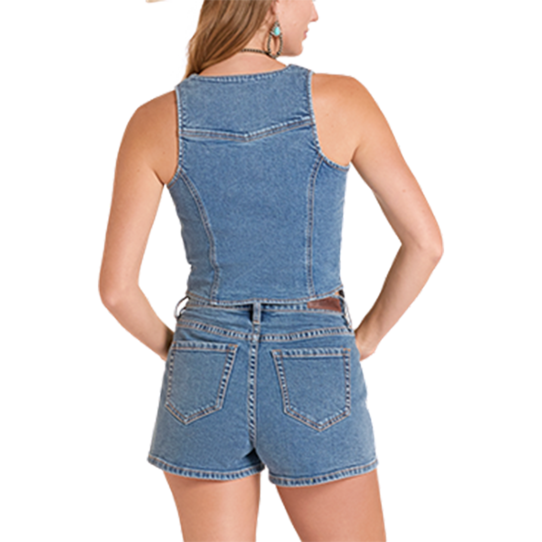 Rock & Roll Denim Women's Seamed Zip Up Vest