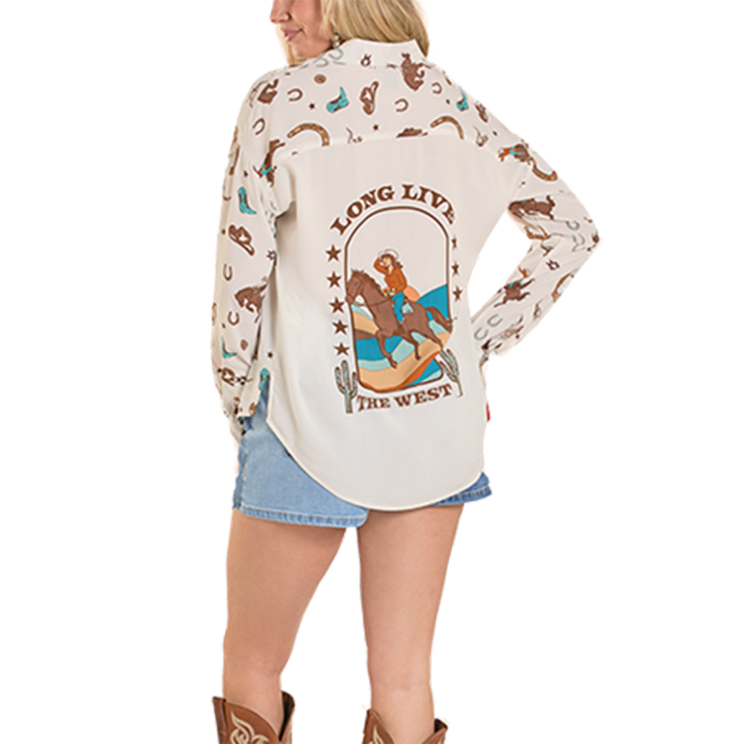 Rock & Roll Denim Women's Live The West Long Sleeve Button Shirt