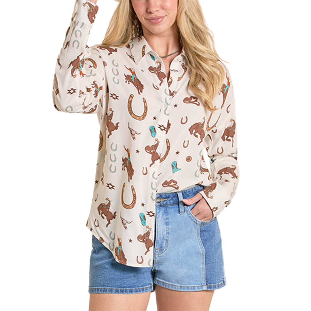 Rock & Roll Denim Women's Live The West Long Sleeve Button Shirt