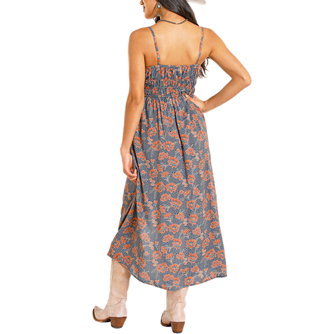 Robe longue à imprimé floral Rock & Roll Denim pour femme