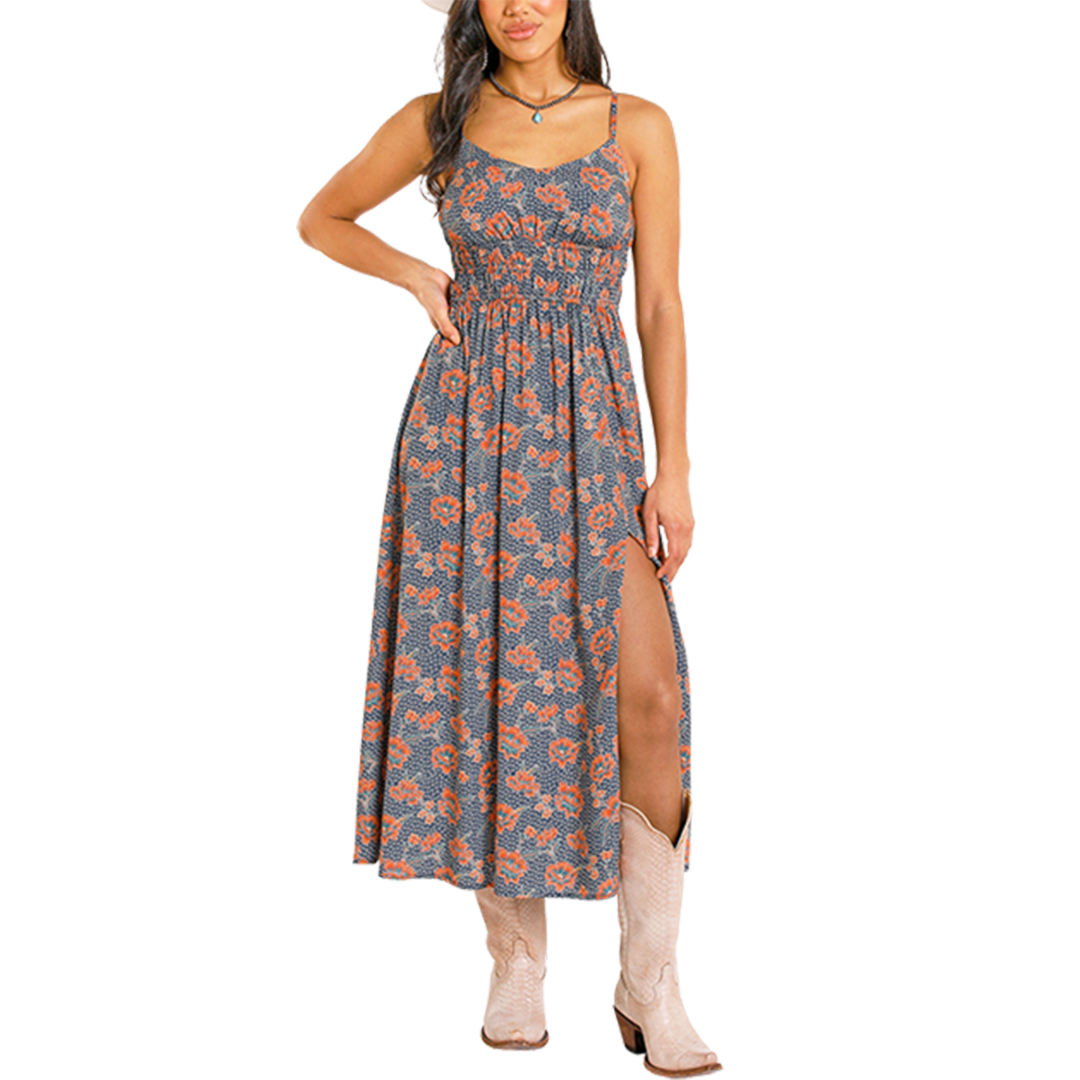 Robe longue à imprimé floral Rock & Roll Denim pour femme