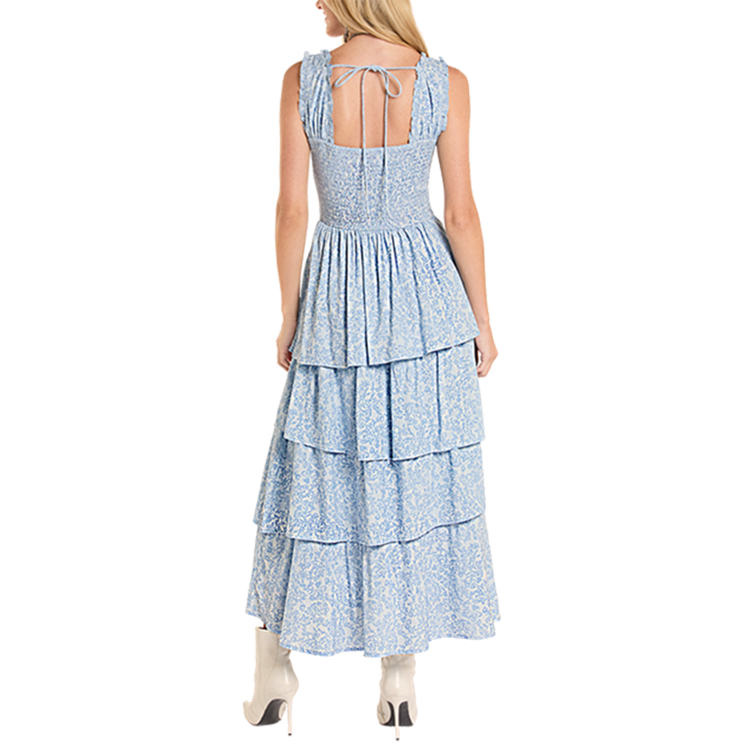 Rock & Roll Denim Women's Flower Print Maxi Dress
