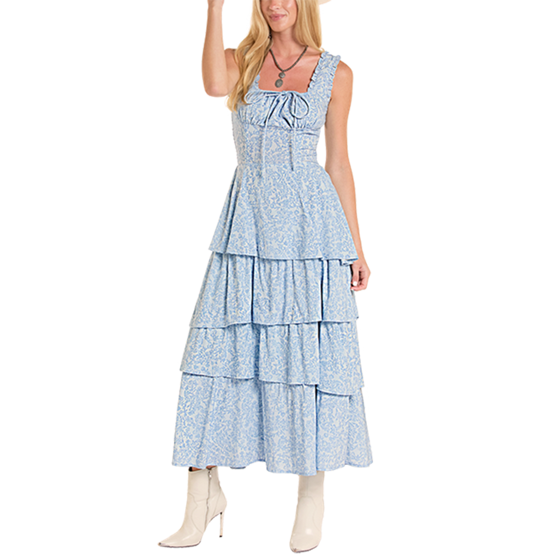 Rock & Roll Denim Women's Flower Print Maxi Dress